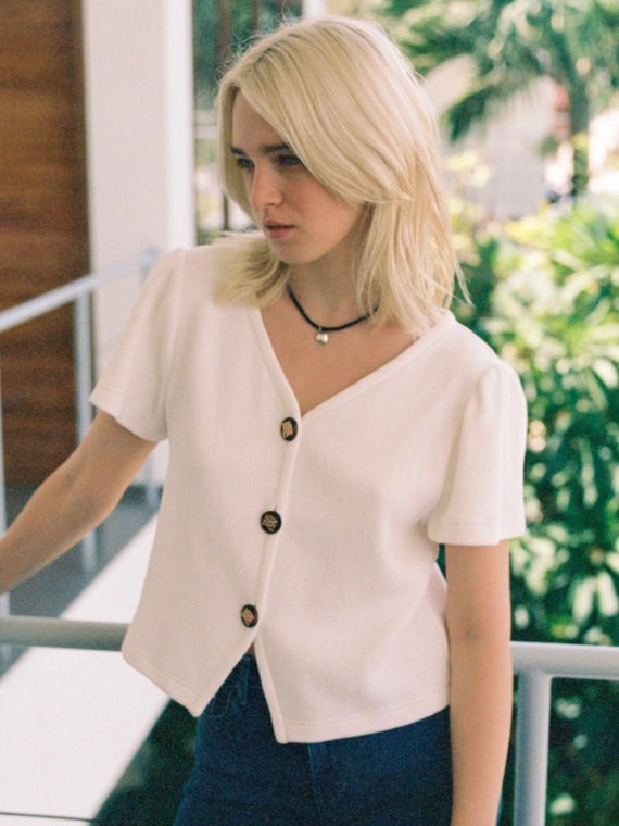 LIZ BUTTONED KNIT TOP_IVORY