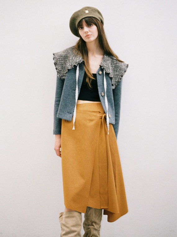 [FINAL SALE] NICKY FAUX SUEDE WRAP SKIRT_CAMEL