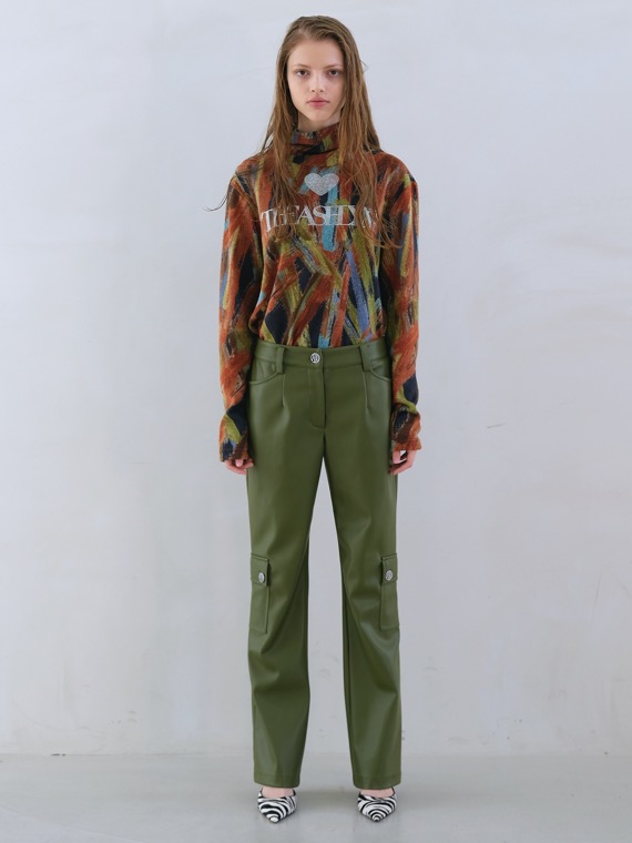 METAL LEATHER CARGO PANTS_GREEN
