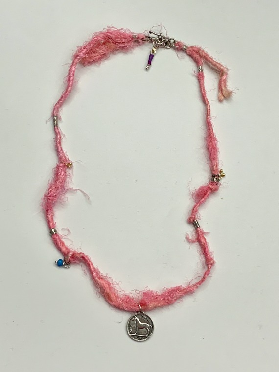SILK &amp; SILVER NECKLACE_PINK